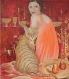 Frau mit Katze